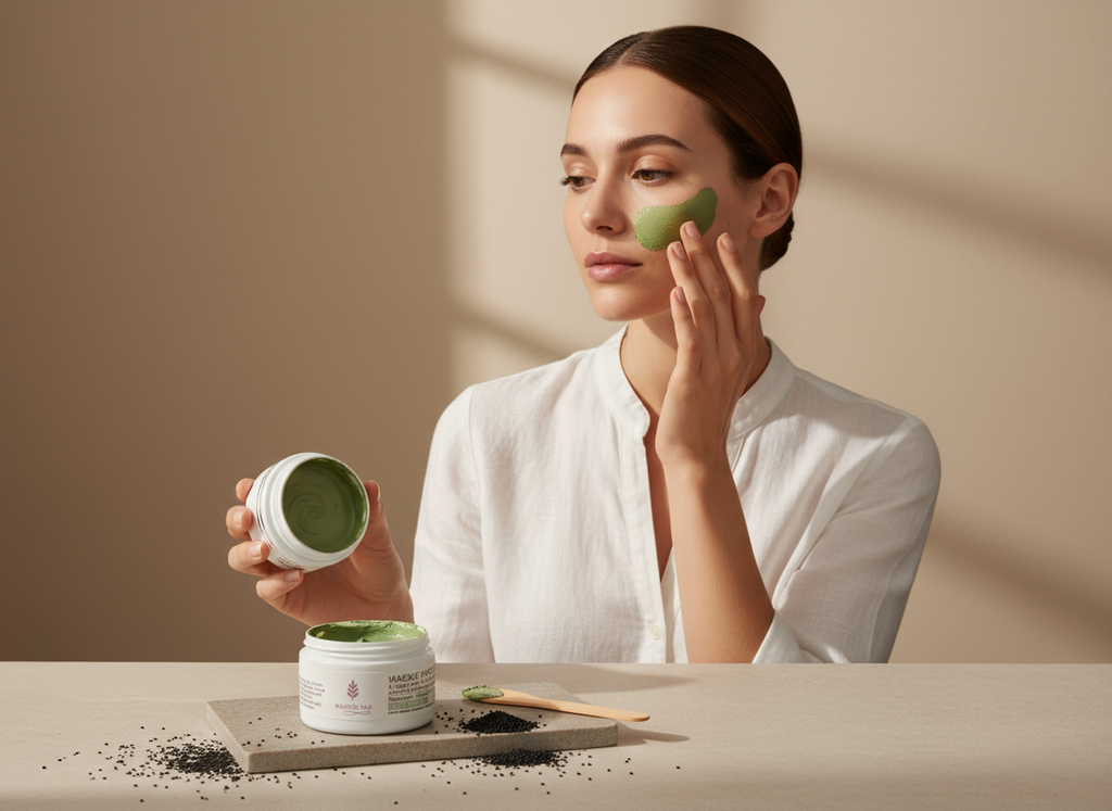 Masque Anti-Acné à l'Argile Verte & Huiles Essentielles - Purifiant, Détoxifiant et Éclat Naturel