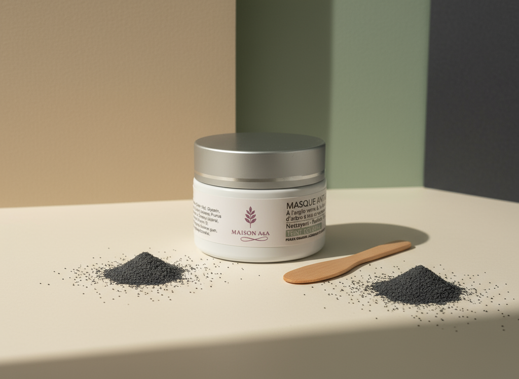 Masque Anti-Acné à l'Argile Verte & Huiles Essentielles - Purifiant, Détoxifiant et Éclat Naturel