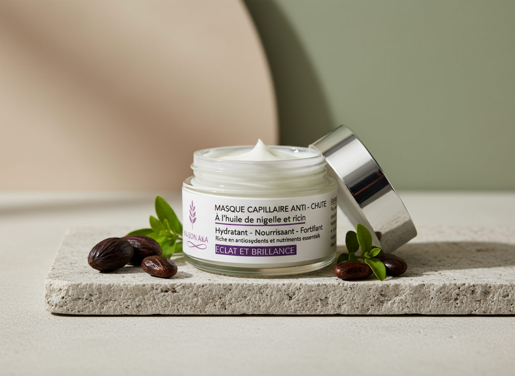 Masque Capillaire Anti-Chute à l’Huile de Nigelle & Ricin – Fortifiant, Nourrissant et Revitalisant