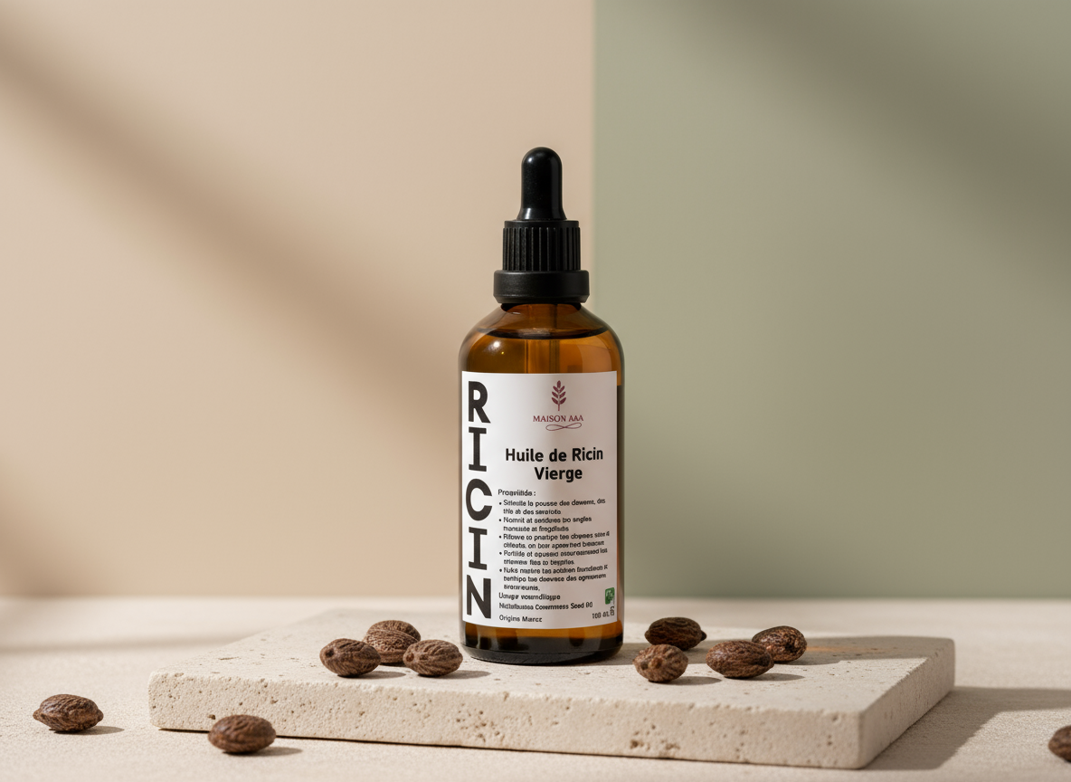 Huile de Ricin Vierge – Soin Naturel Anti-Chute et Fortifiant pour Cheveux, Cils et Ongles
