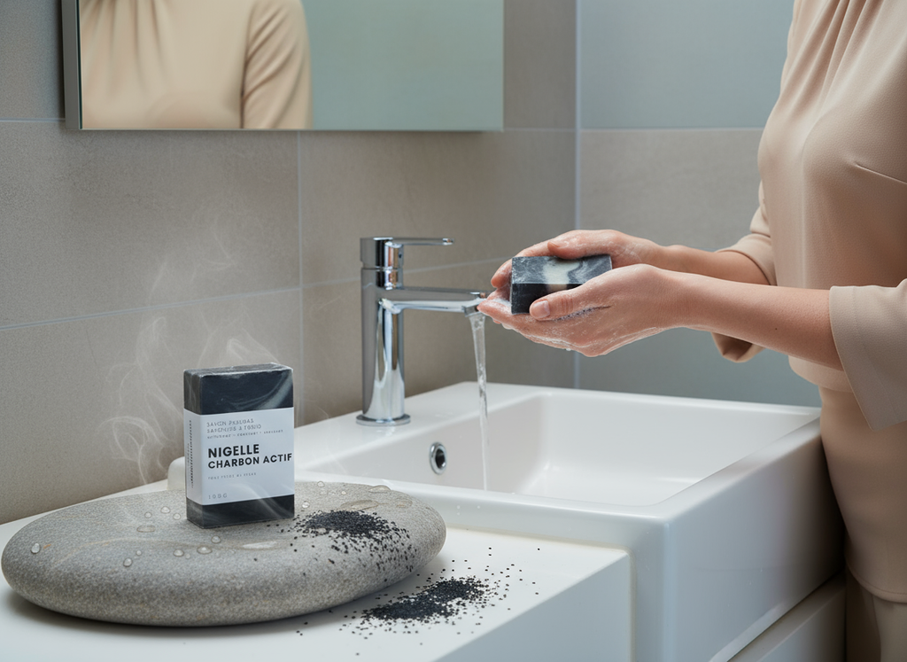 Savon Surgras Nigelle & Charbon Actif - Nettoyant, Purifiant et Apaisant - Saponifié à Froid